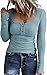Womens Business Long Sleeve Shirts Casual Henley Tunics Top Basic Ribbed Knit Button Down Blouse Spring Pullover (Sky Blue,Small)