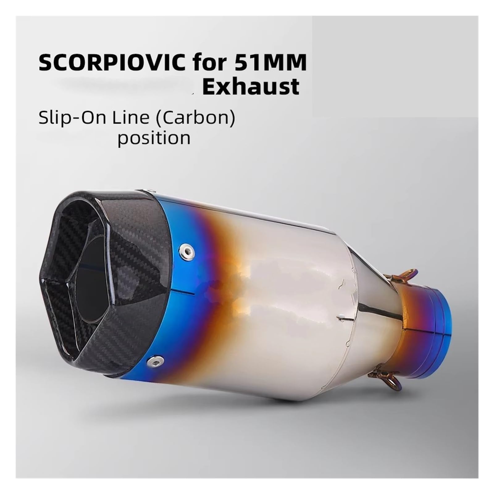silencioso escape moto Para Z1000 Para Zx6r Para R6 Para Cbr600 | Para Z400 Sc1r 51mm Silenciador de tubo de escape universal para motocicleta(B)