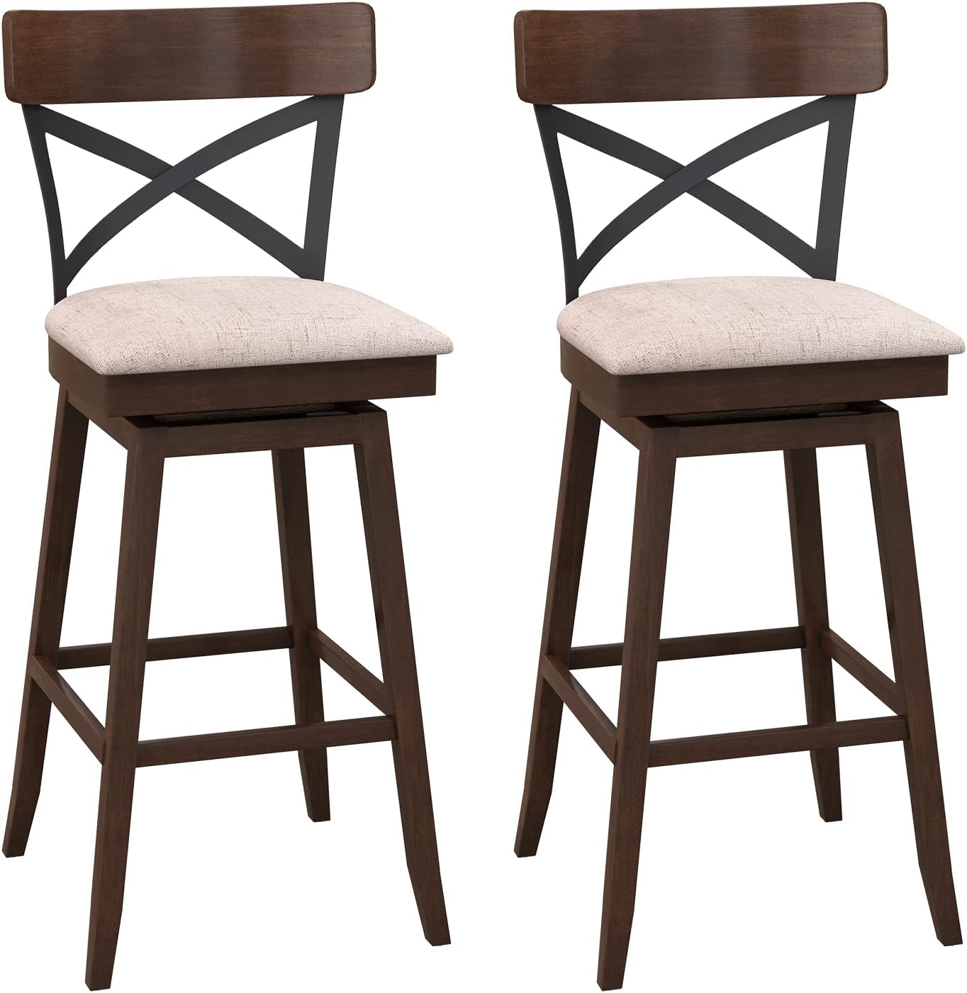 COSTWAY Bar Stool Set of 2, 30 Inch Swivel Ergonomic Bar Height Chairs with