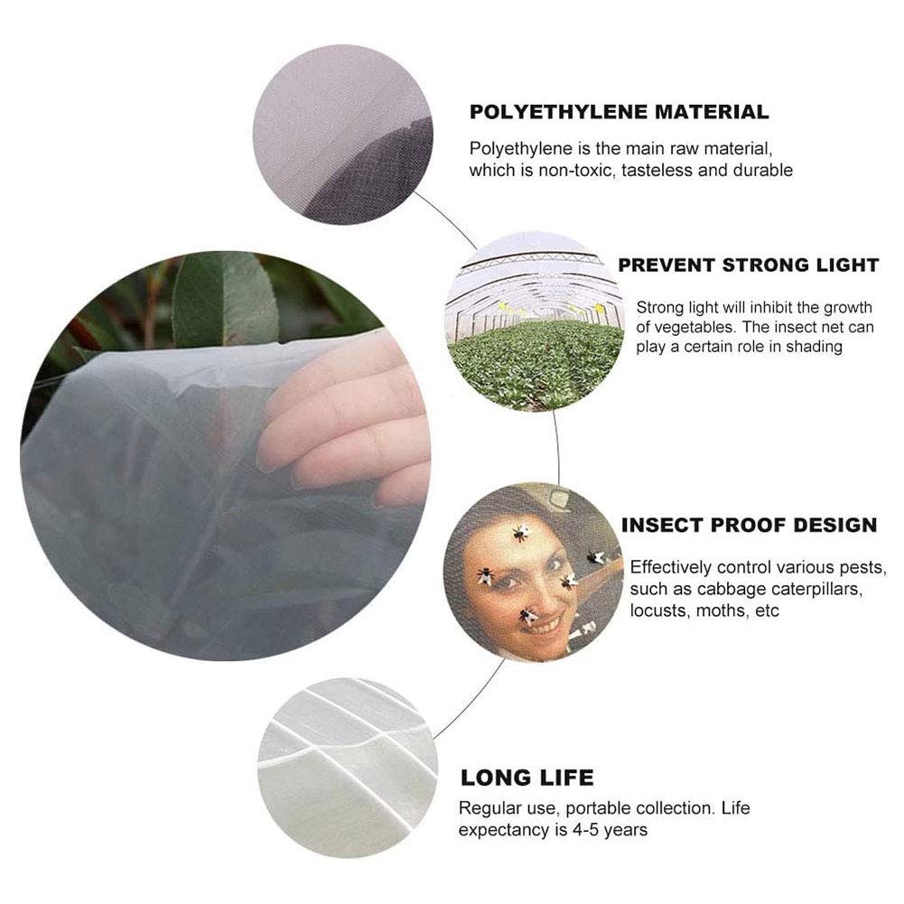 APOE Rete Protezione da Giardino Anti Insetti, Rete Antinsetto, Rete Anti Insetti e Anti Uccelli a Maglia Fine per Verdure, 0.7mm, Stai Lontano da Insetti e Cimici