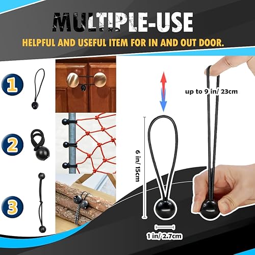 Miniatura 5 de PerkHomy - Paquete de 30 cuerdas elásticas de 6 pulgadas de alta resistencia para camping, tiendas de campaña, carga, sujetar cables y mangueras,