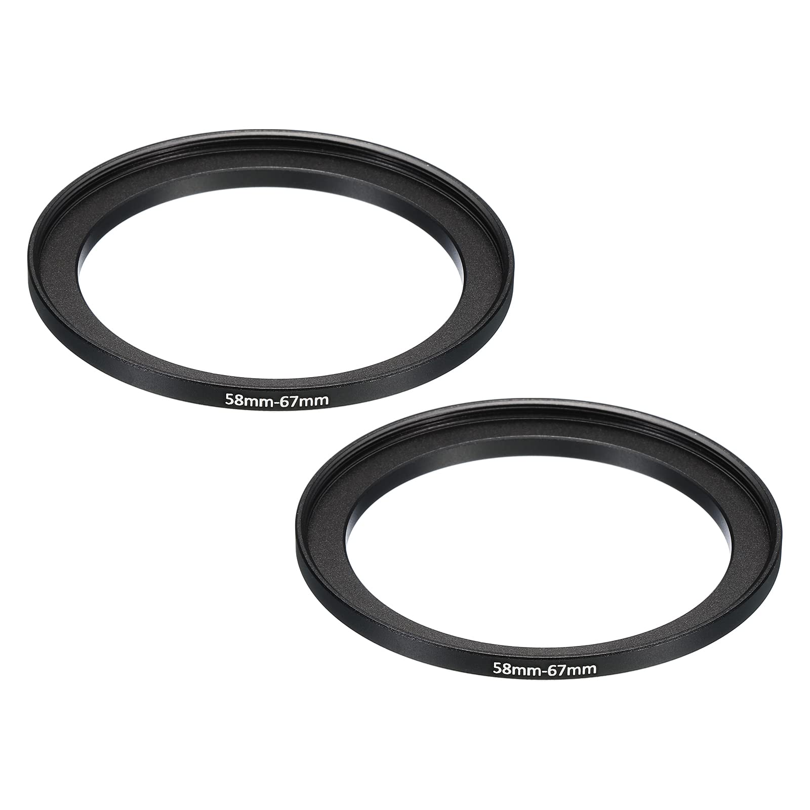 PATIKIL 58mm-67mm Metal Step Up Ring, 2 Pack Camera Lens Filter Adapter Ring Aluminum Filter Adapter Ring for Camera Lenses Hood, Black