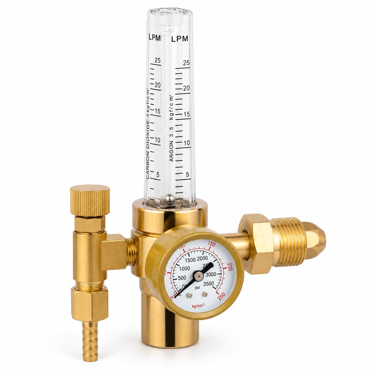 Argon Gas Regulator with Flow Meter 25 LPM | CGA-580 Inlet | High Pressure Gauge 3500 PSI | Brass Body Flowmeter Regulator for TIG & MIG Welding-image-20