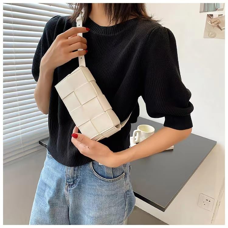 Mini Woven Crossbody Bags for Women，Woven Purse Crossbody Leather Handbags Shoulder Bag Waist Bag Messenger Bag.2