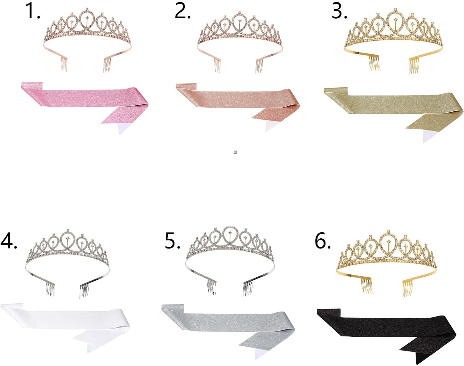 DIY Custom Sparkling Sash,Crown Set with Personalized Text and Logo for Birthday and Wedding Party Gifts Customizable Graduation Ribbon (20PCS)