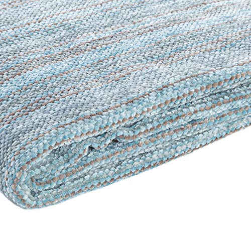 Decomall Decorative Throw Blanket With Fringe Soft Striped Multi Color Throws For Couch Sofa Armchair Bed 50”X 60”, Blue Multi #TOP3