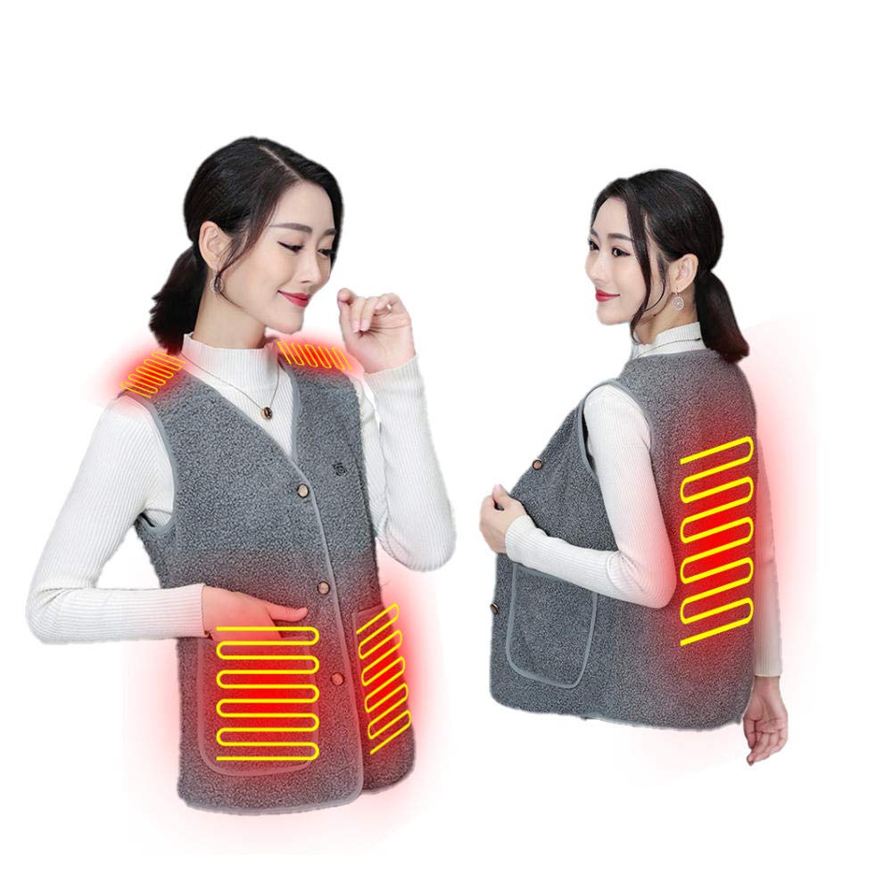 Veste chauffante 5 zones et 3 températures gilet USB lavable gris Warmplus