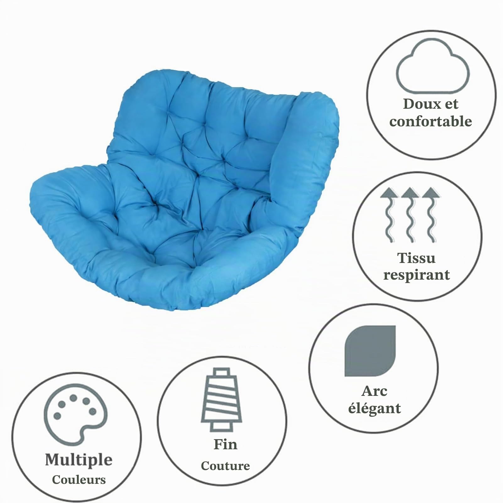 Générique Coussin Imperméable pour Fauteuil À Bascule D'extérieur, Coussin Épais Et Moelleux De Grande Taille, (intérieur/extérieur) — Fauteuil Non Inclus