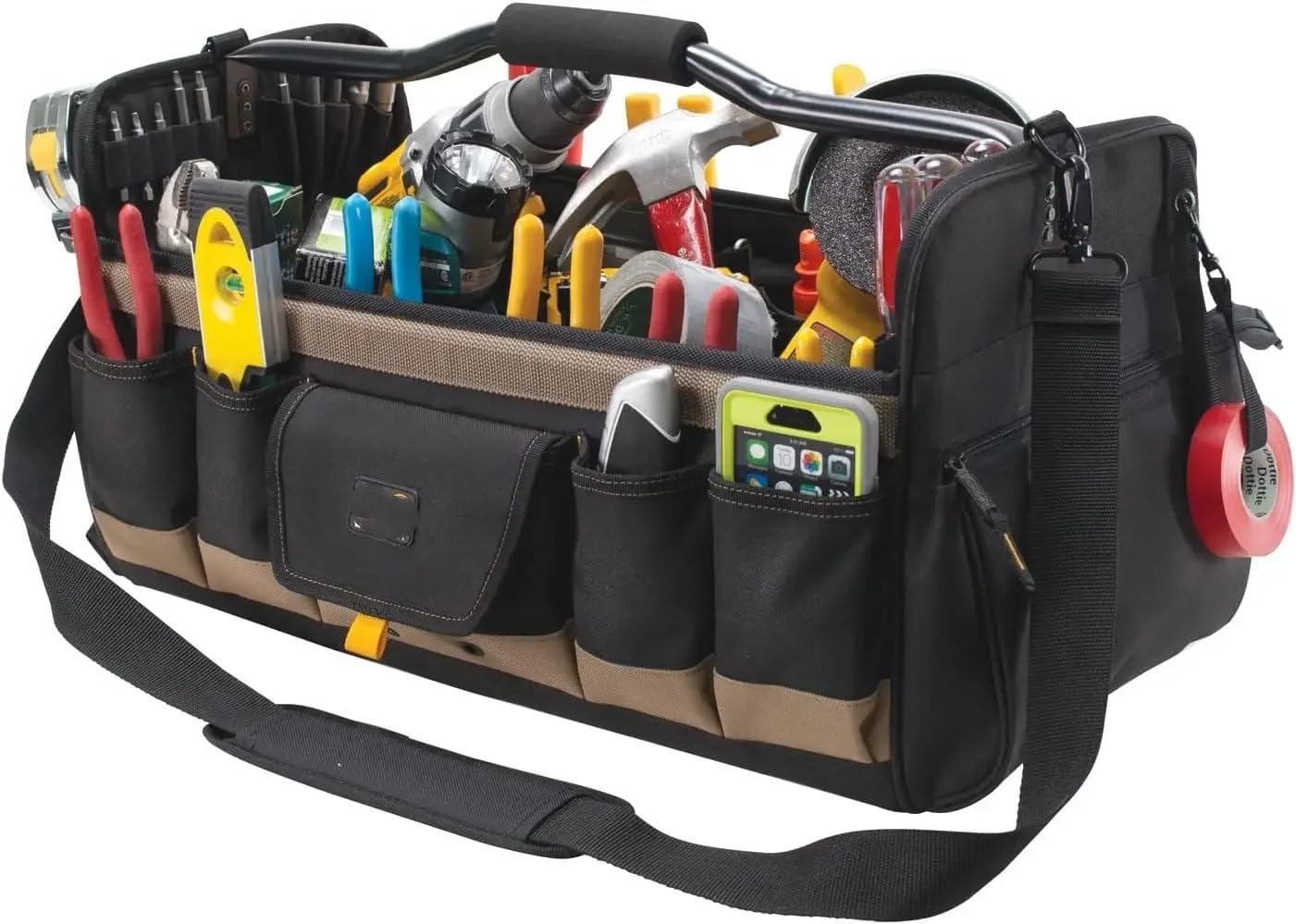 cassetta degli attrezzi Borsa porta attrezzi aperta da 20 pollici Cassetta porta attrezzi Para lato morbido 27 tasche Rastrelliera per attrezzi