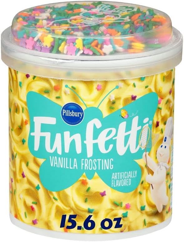 Pillsbury Funfetti Frosting - Gluten-Free Vanilla Frosting with Sprinkles for Cake and Cupcakes - Perfect for Holidays, Birthdays, and Any Occasion - 15.6oz