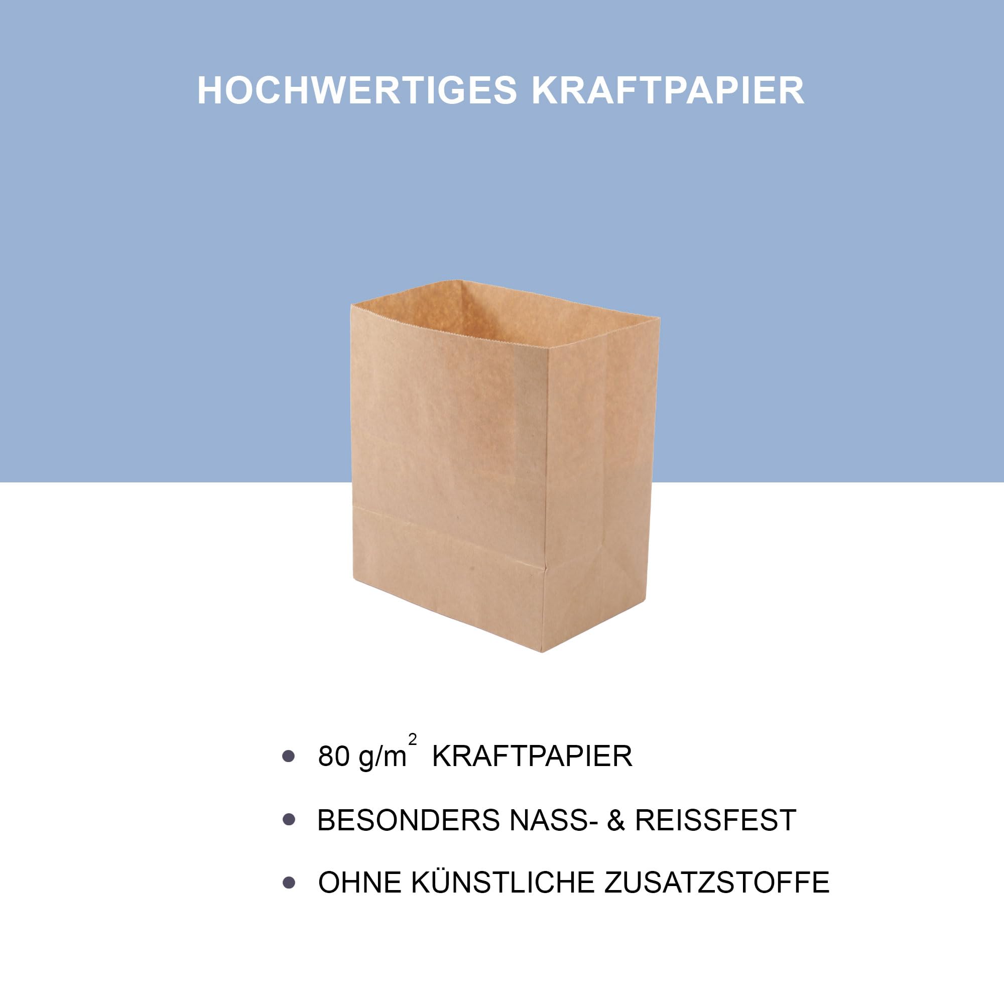 Papiermülltüten 7L, 100 Stk., für Biotonne, nass- & reißfest | Biomüllbeutel für Biotonne, nass- & reißfest, Papiermülltüten