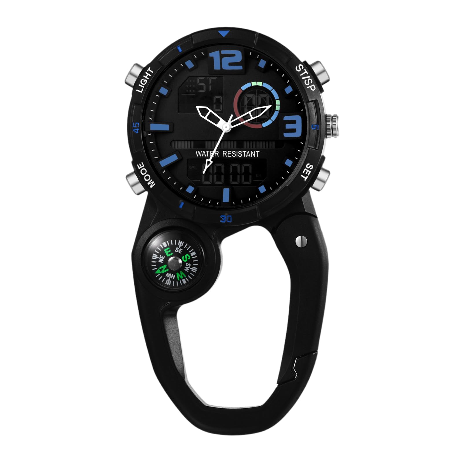 JewelryWe Clip on Digital Watch Carabiner Fob Watches for Nurses Chefs