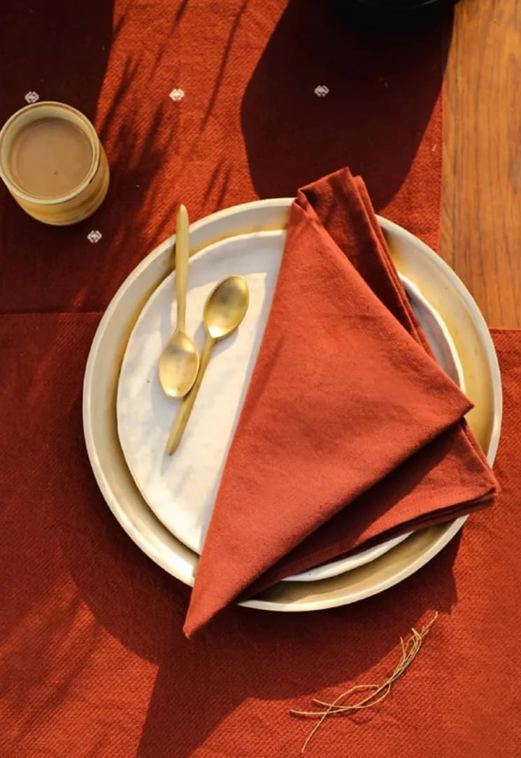 INDACORIFY Cotton Burnt Orange Napkin Bandana Kitchen Solid Napkin Washable Napkin Wedding Events Party and Daily Use Dinning Table Napkin (500, (50X50 CM) 20X20 Inches)