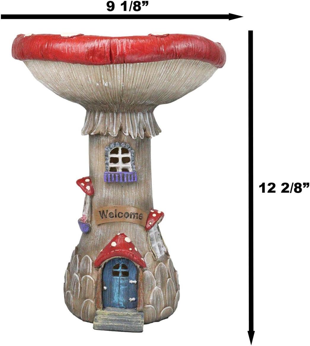 Ebros Gift LED Light Up Enchanted Fairy Garden Cozy Cottage Canopy Toadstool Mushroom House with Welcome Sign Figurine 12.25" H Fairies Pixies DIY Mini Whimsical Display Home Decor