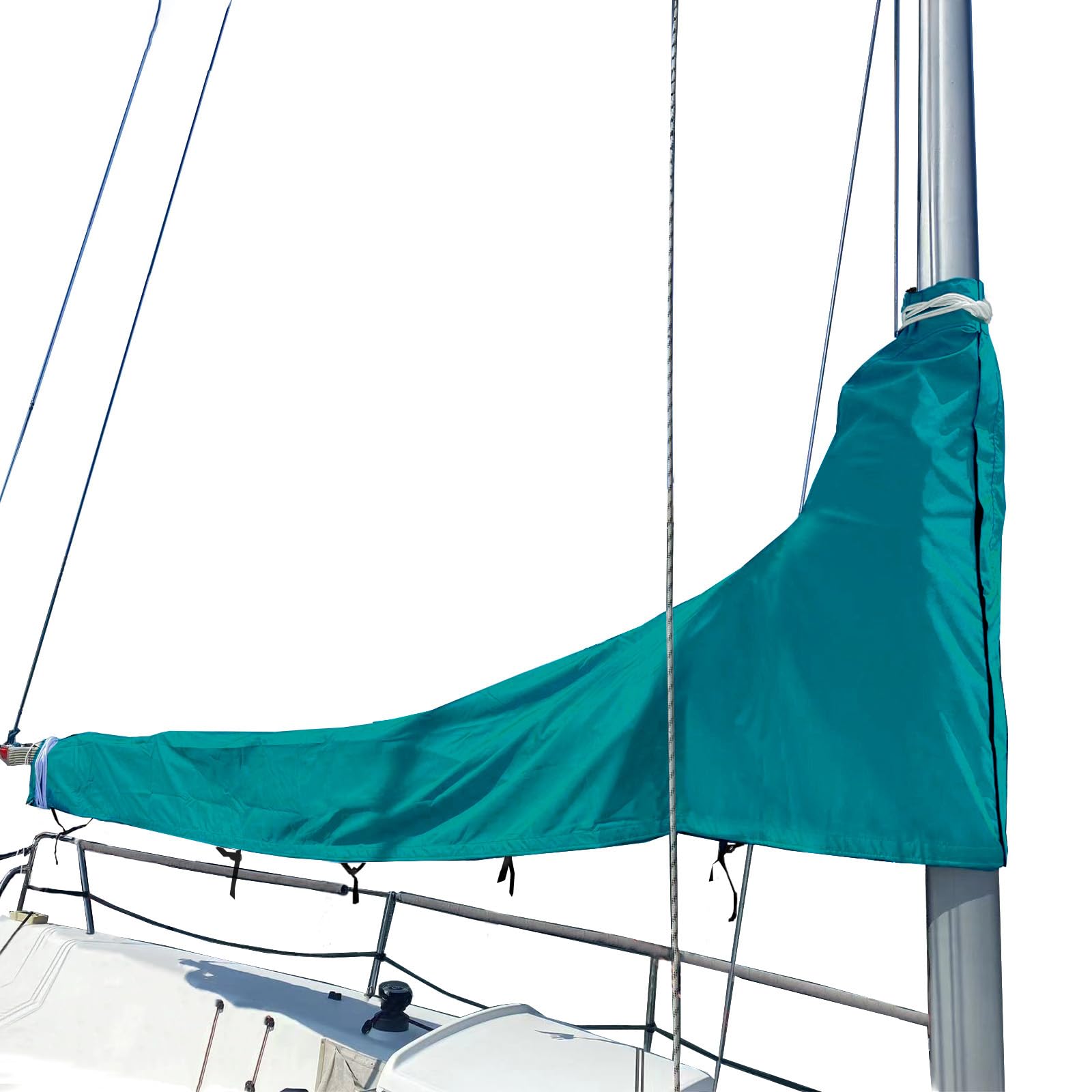 SavvyCraft Waterproof Mainsail Boom Cover, Heavy Duty 600D Sailboat Mainsail Cover UV Protection Weather-Resistant, Boom Length 13'-14' Teal
