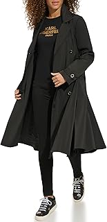 KARL LAGERFELD womens Long Flared Belted Trench Coat