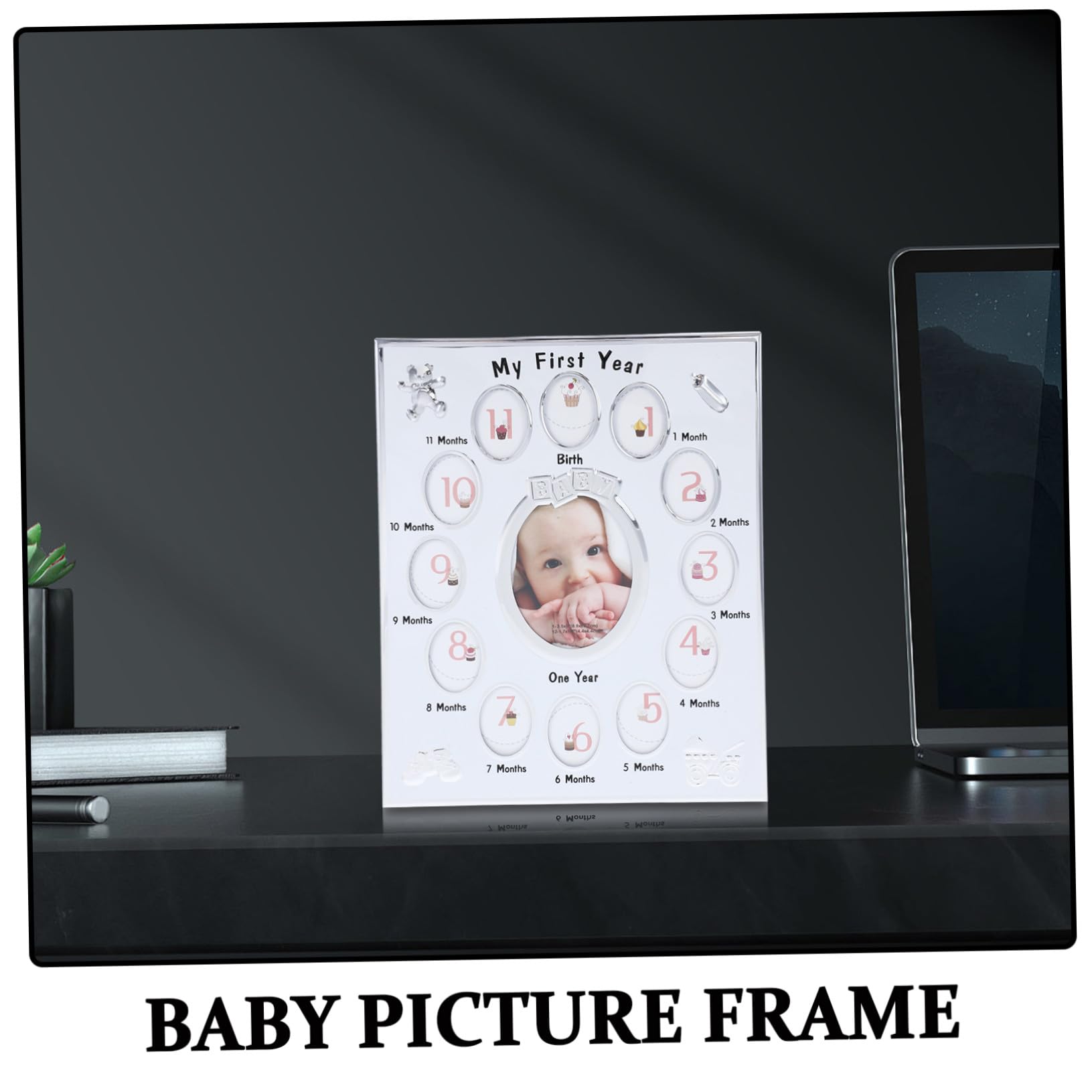 Marco de Fotos para Niña Marco de Crecimiento Infantil para Recién Nacido Soporte para Fotos de Cumpleaños y Recuerdo de Primer Año Regalo para Familias con Bebés