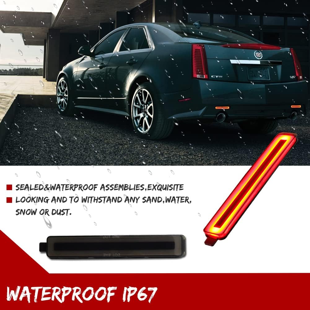 GTINTHEBOX for 2008-2013 Cadillac CTS or CTS-V,2008-2012 Buick Enclave, 2005-2009 Equinox, 2007-2009 Trailblazer SS LED Rear Fog Bumper Reflector Brake Tail Lights