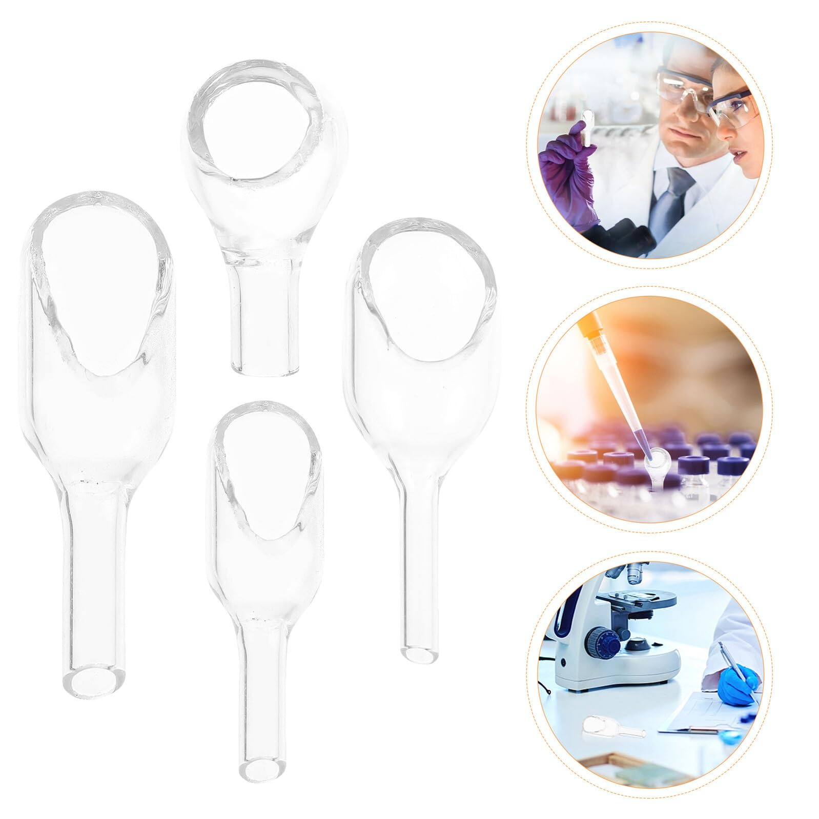 SOLUSTRE Glas Wägeschiffchen 4 Stück Transparentes Laborglas mit 4 Größen (15x25mm bis 25x75mm) – Temperaturbeständige Wägeschalen und Wiegetrichter für Laborproben und Chemische Analyse