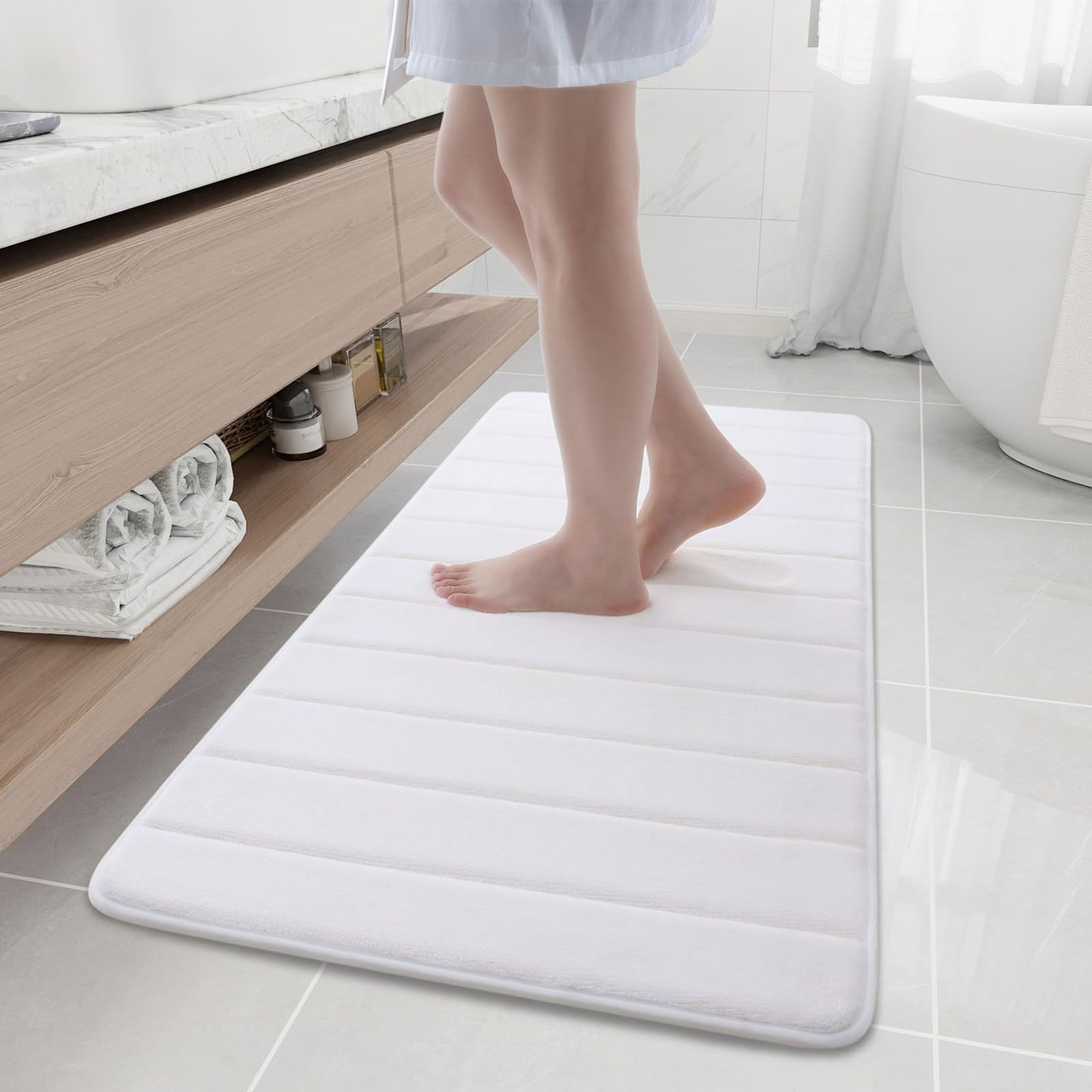 Buganda Memory Foam Bath Mat, 47" x 20", Ultra Soft and Non-Slip Bathroom Rugs, Water Absorbent and Machine Washable Bath Rug Runner for Bathroom,