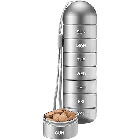 Amazon.com: Metal Pill Organizer Weekly, Stackable Waterproof Travel ...