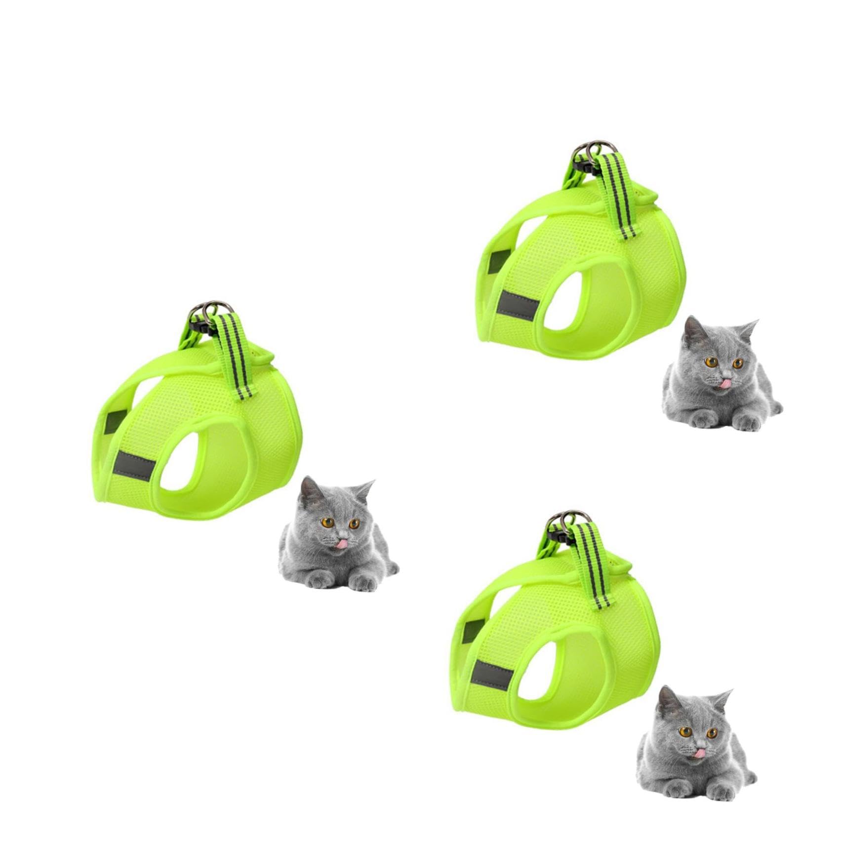 Didiseaon 3pezzi Pettorina Per Gatti Traspirante Stile Gilet e Leggera Guinzaglio Per Cani e Gatti Design Creativo Verde Fruttato Taglia Media