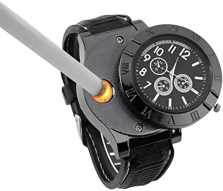 2 in 1 Electronic Cigarette Lighter Watch with USB Rechageable Sporty Wristwatch Stylish Cigarette Lighter Watch, Multifunctional-image-17