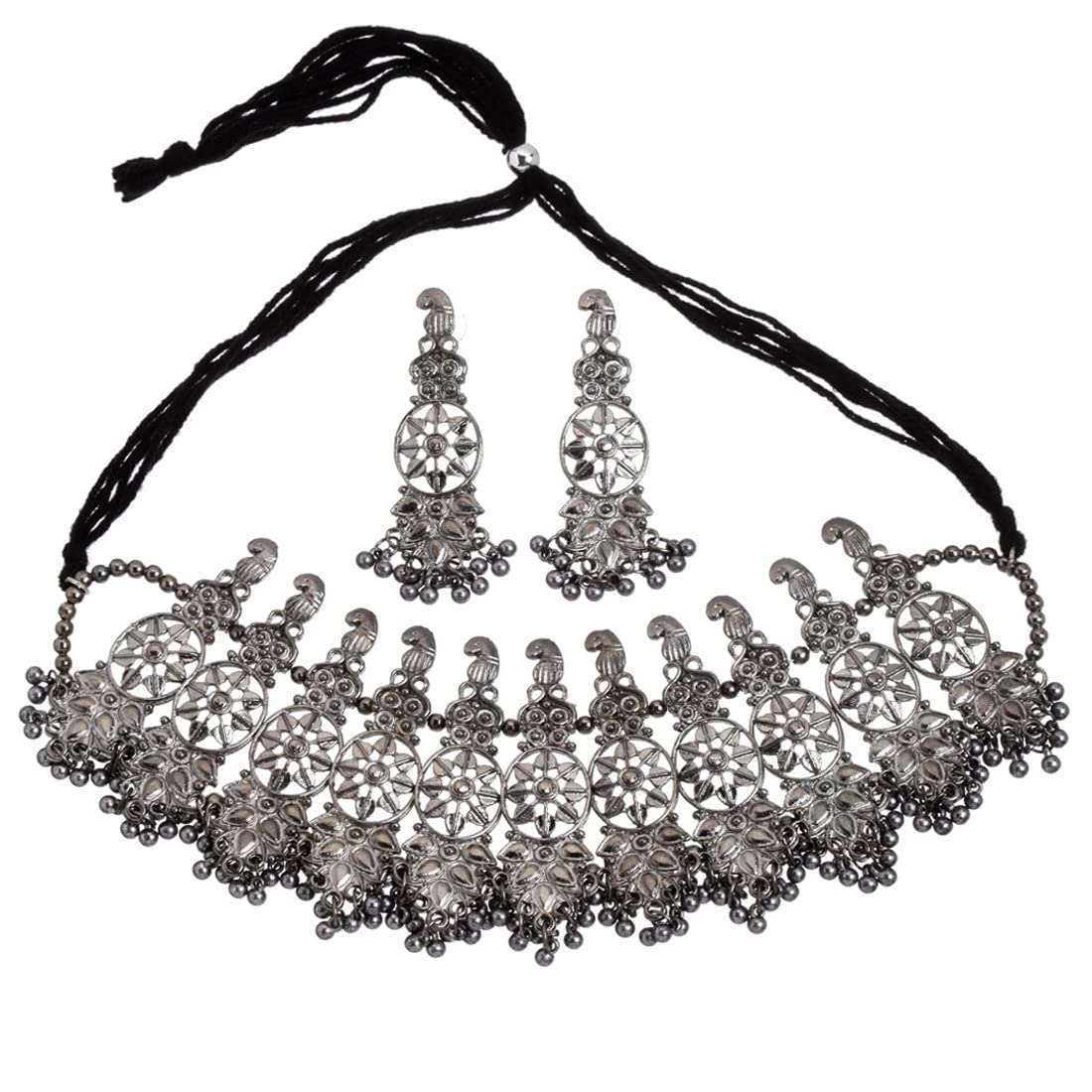 Shining Diva Fashion Latest Stylish Traditional Oxidised Silver Necklace Jewellery Set for Women (13149s) (B0B15H85QL) Amazon Price History, Amazon Price Tracker
