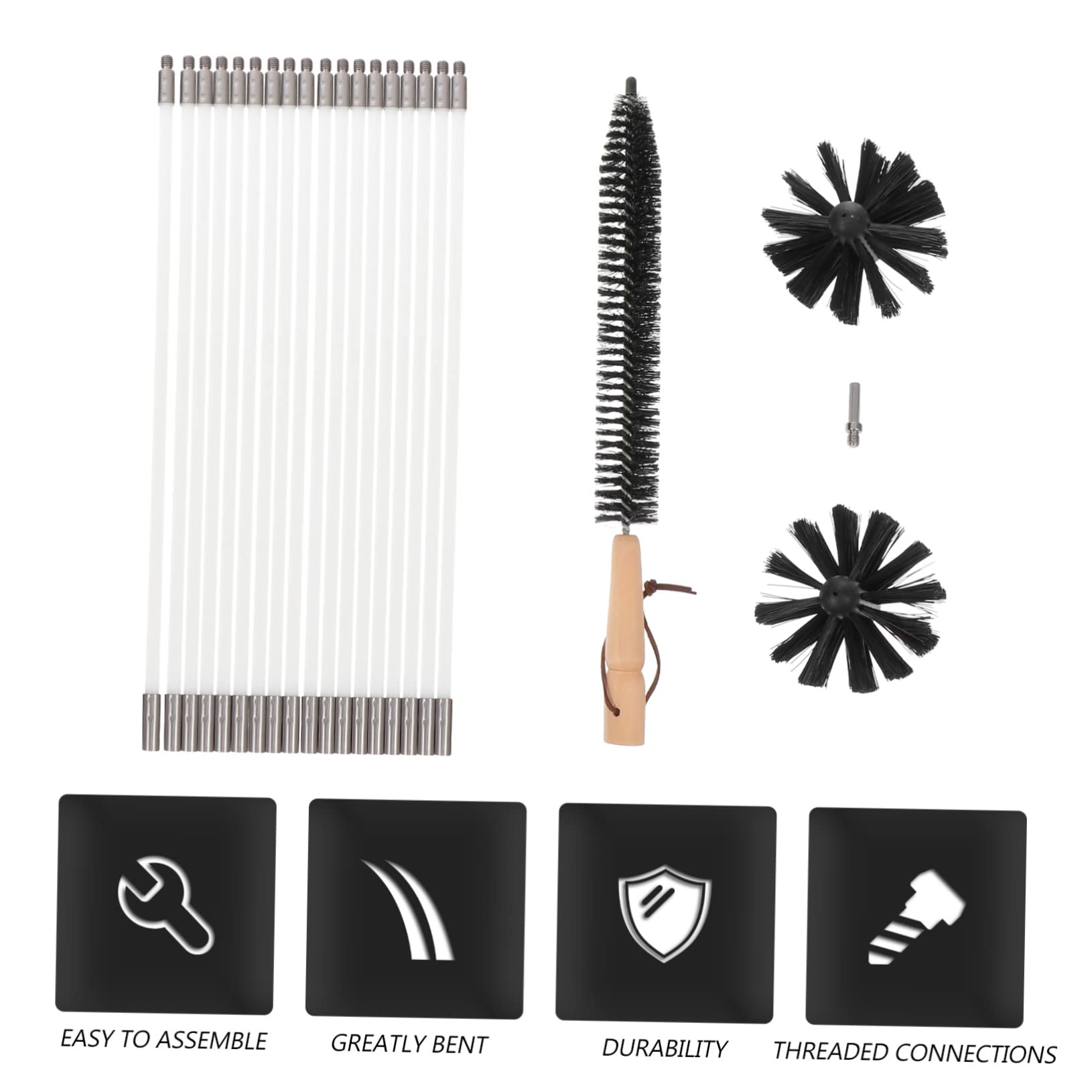 MAGICLULU Kit Scovolino Canne Fumarie e Asciugatrice, Spazzola in Nailon Aste Flessibili e Connessione Filettata per Pulizia Interna,