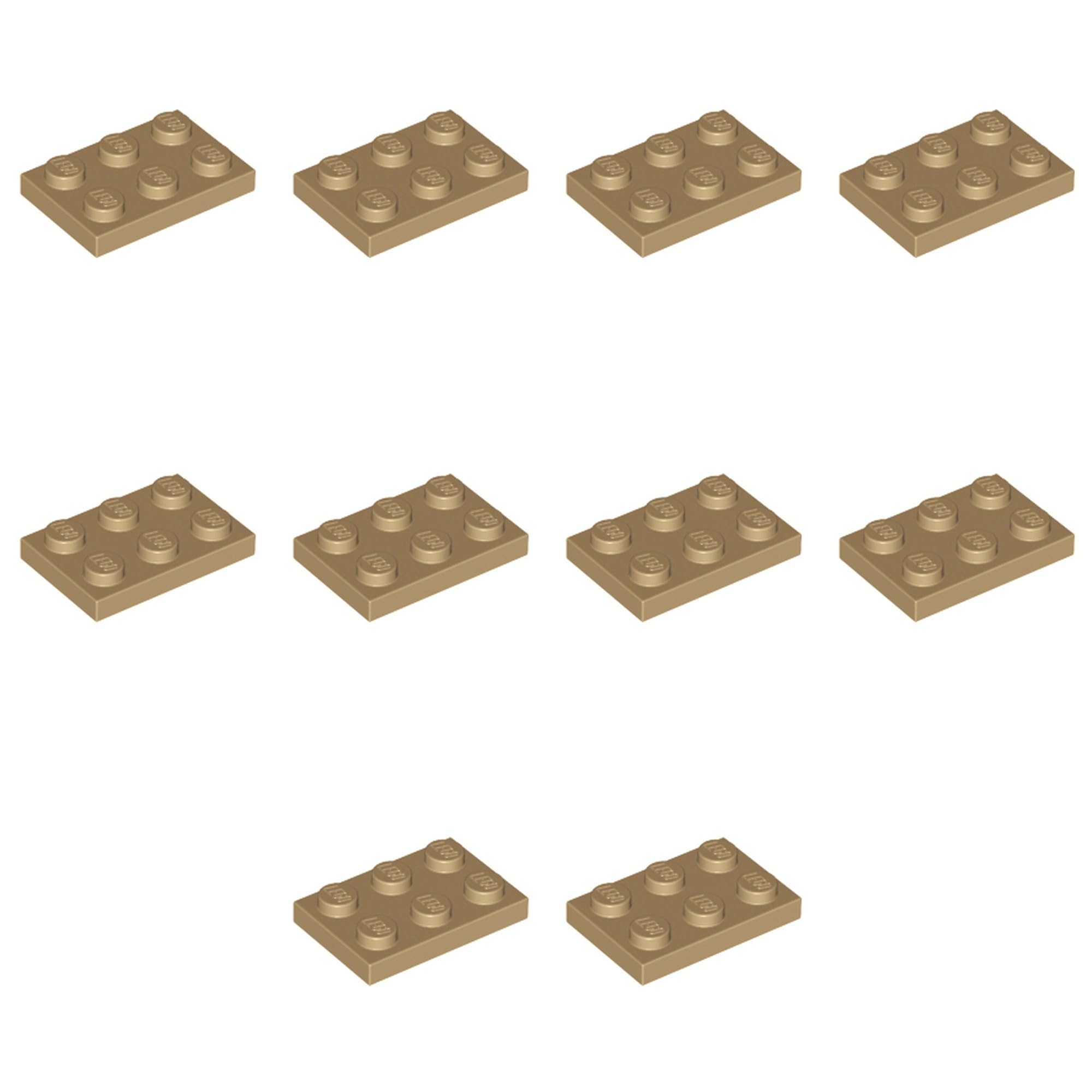 LEGO Brick Plate 2 x 3, Part 3021 (Dark Tan, 10, Bricks) โ image 1