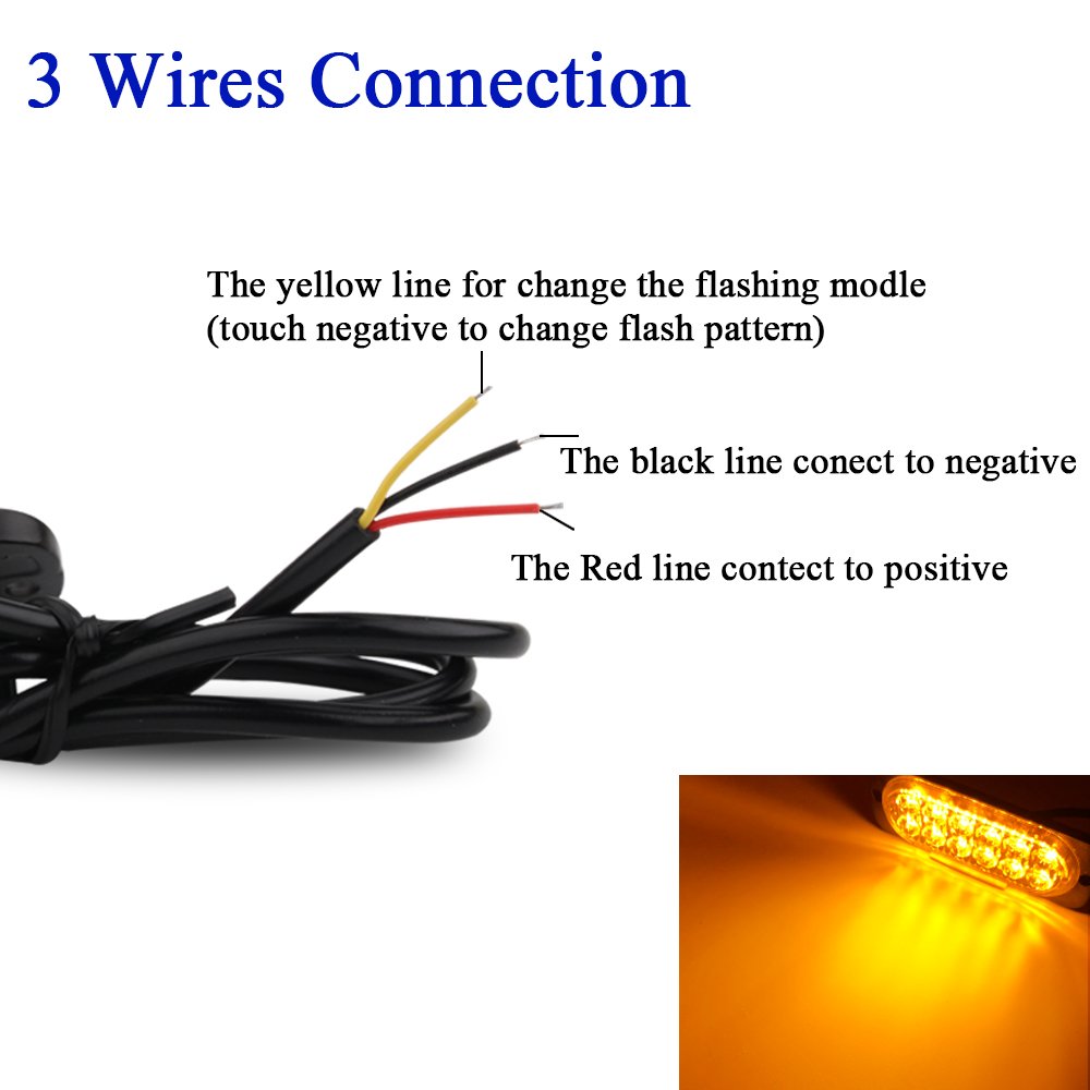 3 LED Slim Amber Luce Stroboscopica Di Emergenza Per Auto R65 12V 24V E 3 LED Slim Amber Luce Stroboscopica Di Emergenza Per Auto R65 12V 24V E