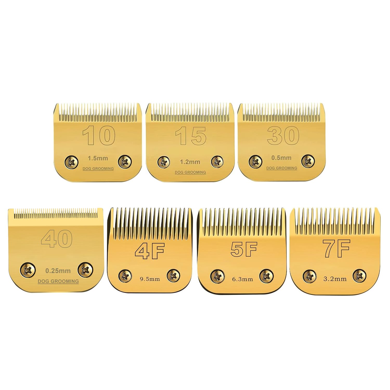 Sodaer Blade Dog Grooming Detachable Ceramic Blade Compatible with Andis,Oster A5,Wahl KM Series Clippers(Gold) (10+15+30+40+4F+5F+7F)