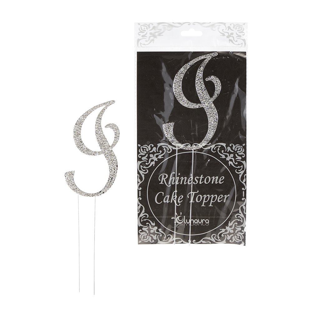 Lunaura - Sparkling Rhinestone Letter Cake Topper - I