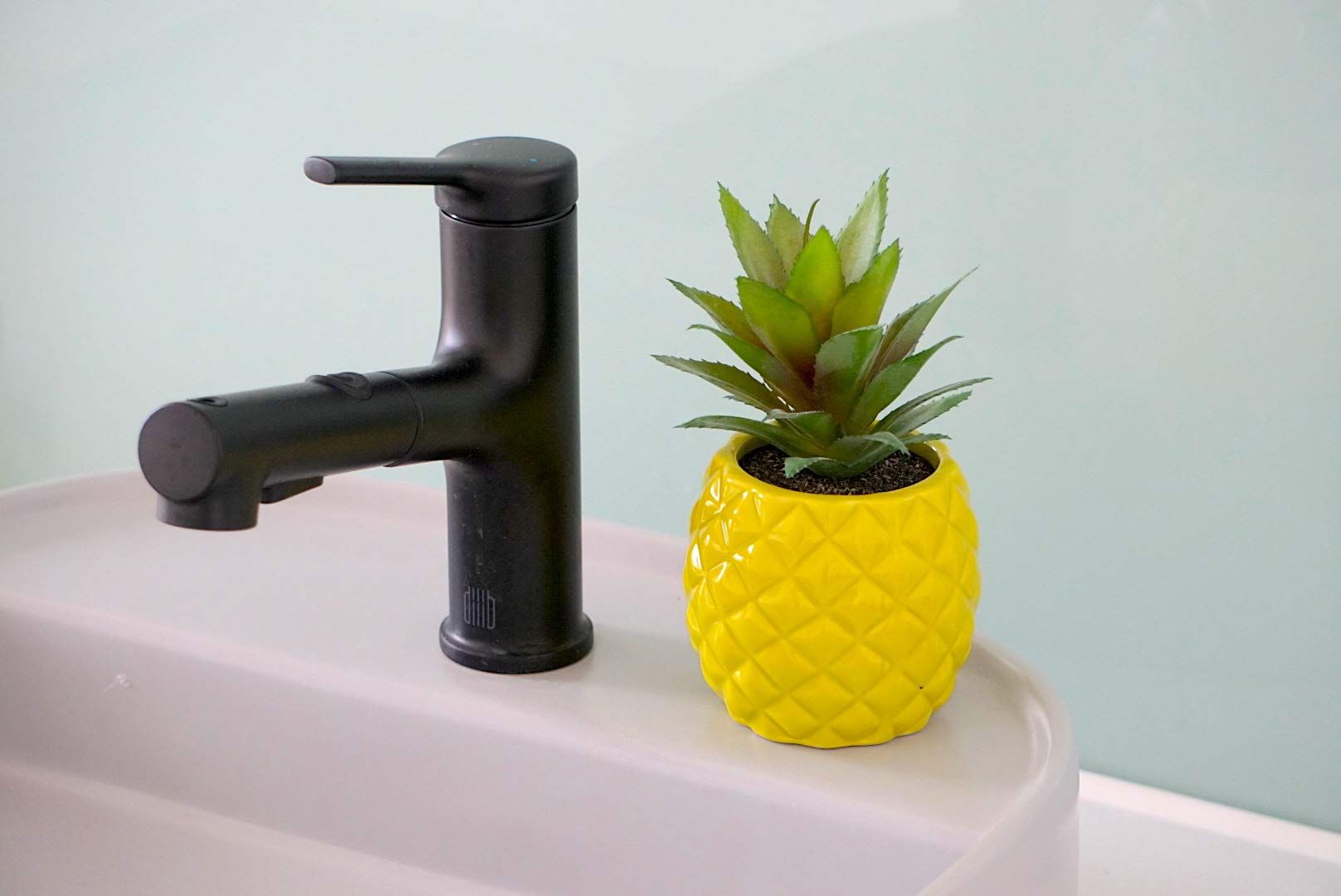 Artificial Potted Succulent plant 7.8" Porcelain Pineapple shape Pot Home & Garden Decoration (Yellow)