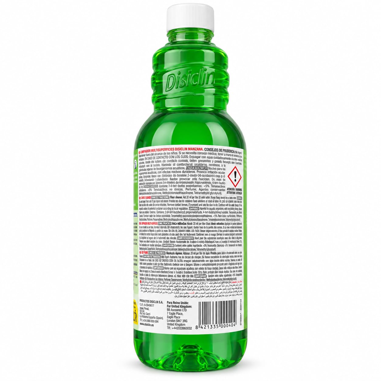DISCLIN Manzana Fregasuelos 1L (Pack 12 unidades) | RASMACOR