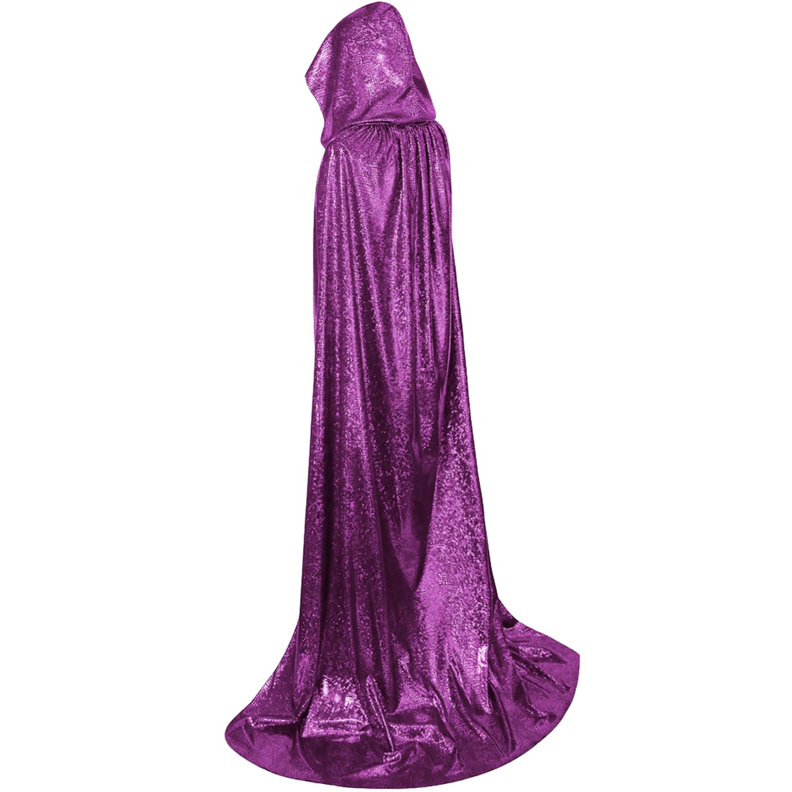 DELIVESS Womens Christmas Halloween Witch Cape Full Length Hooded Cloak Shiny Riding Hood Snake Costume Adult (59.05", Purple) โ image 1