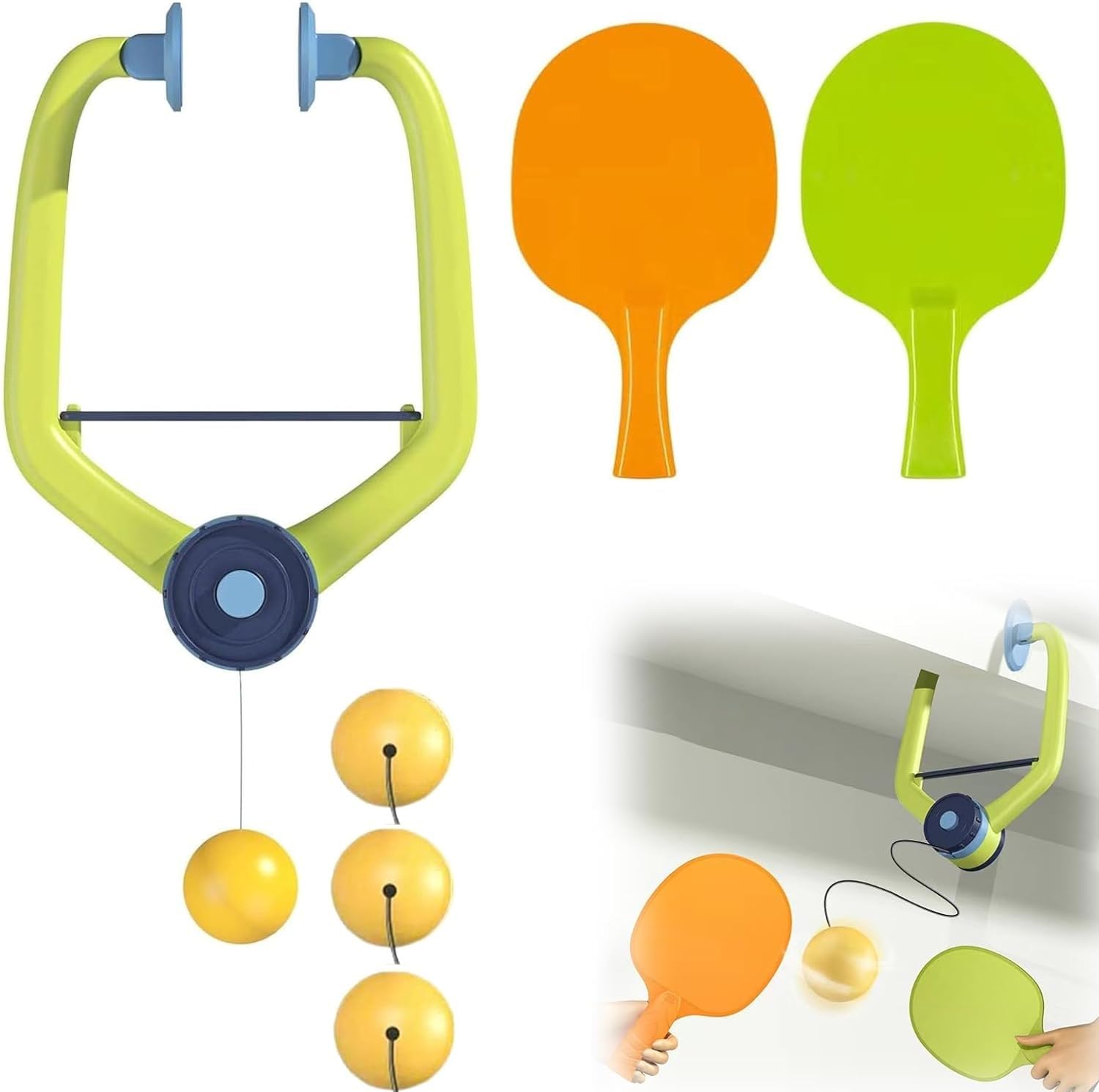 Leosportz Table Tennis Training Equipment - Hanging Table Tennis Trainer | Portable Easy to Use for Kids | 2 Rackets with 4 Balls Table Tennis Set (Table Tennis Trainer Set) (B0D8YPCY5D) Amazon Price History, Amazon Price Tracker