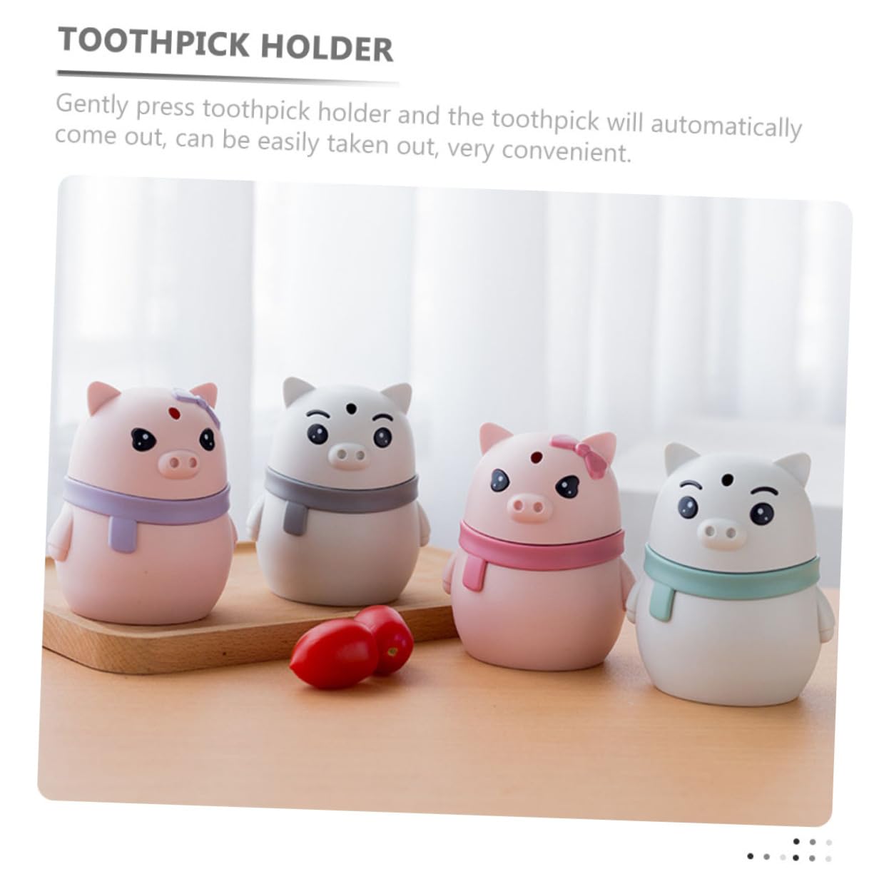 ABOOFAN 2pcs Cartoon Pig Toothpick Holders Automatic Push Type Dispensers Creative Toothpick Containers for Home Dining Table and Restaurant Use