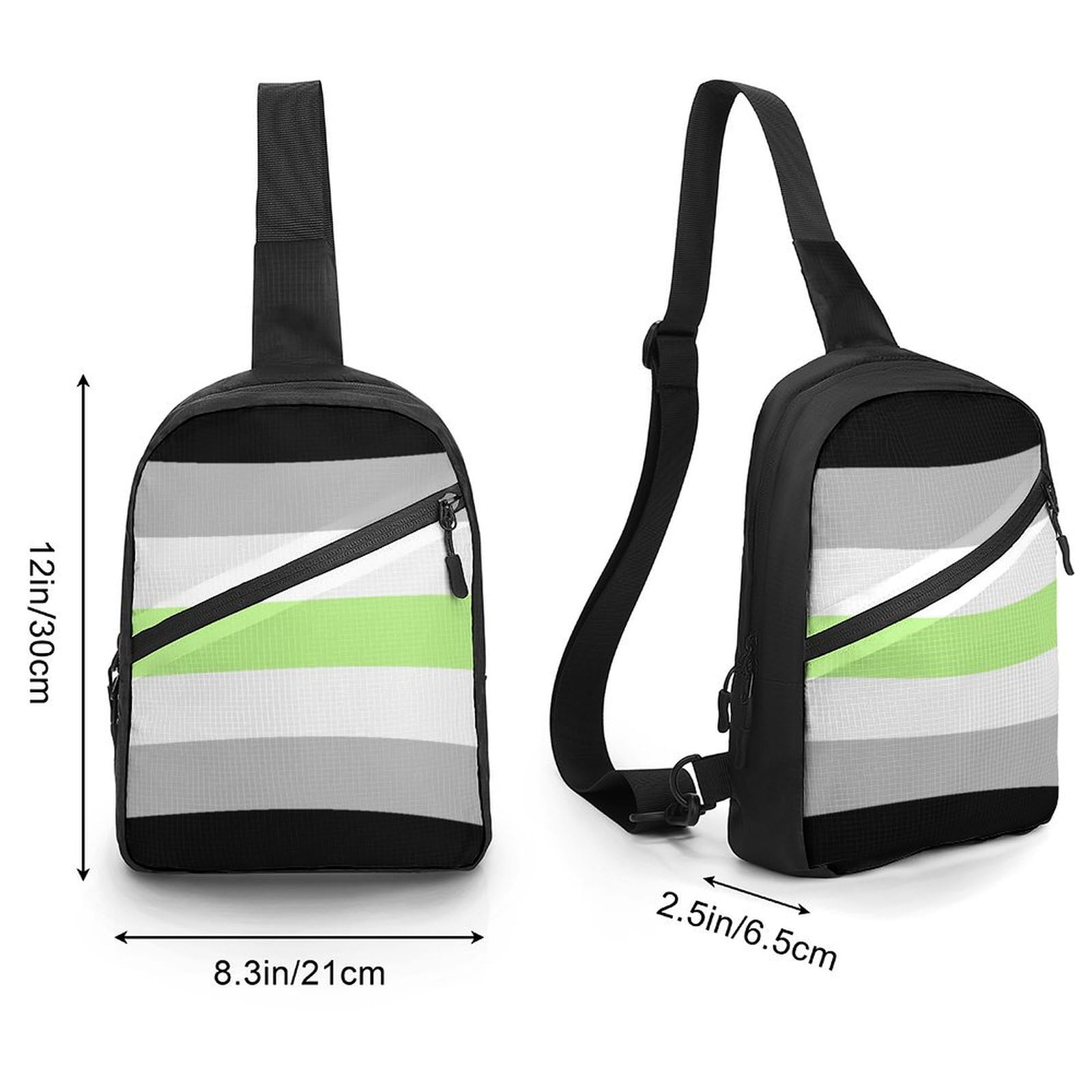 Agender Flag Chest Bag Foldable Crossbody Unisex Pack Travel Hiking Adjustable Shoulder Straps Sling Bags