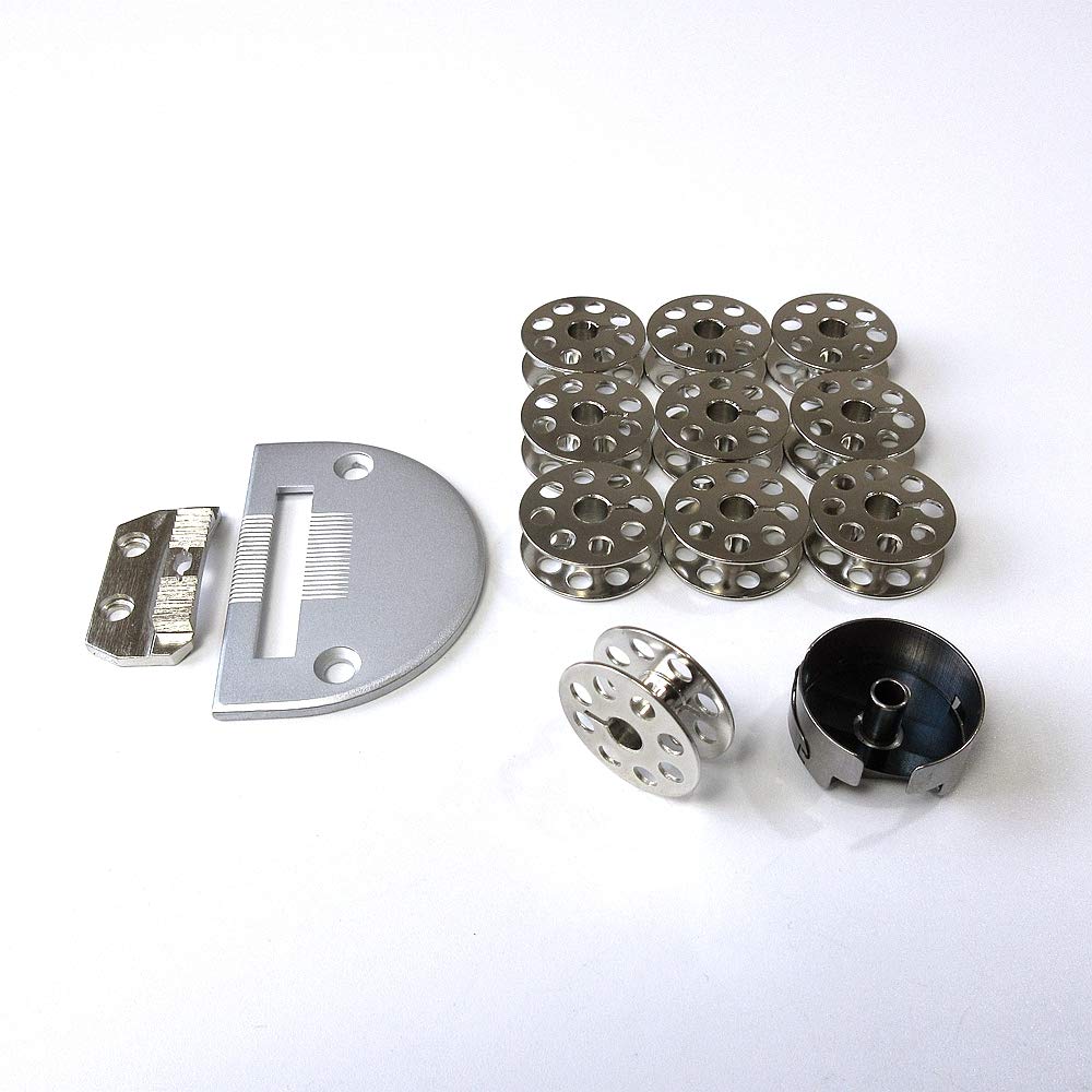 Evernice 13 Parts Bobbin Case & Bobbins & Needle Plate & Feeder For Juki Dnu-241 Dnu-1541