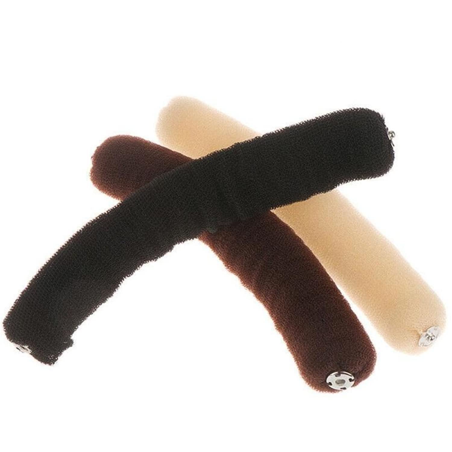 Herramienta de rollo mágico creativo para el cabello, para hacer bollos de pelo a la moda, para hacer donut, herramienta para peinar el cabello para mujer, soporte de cola de caballo (negro)