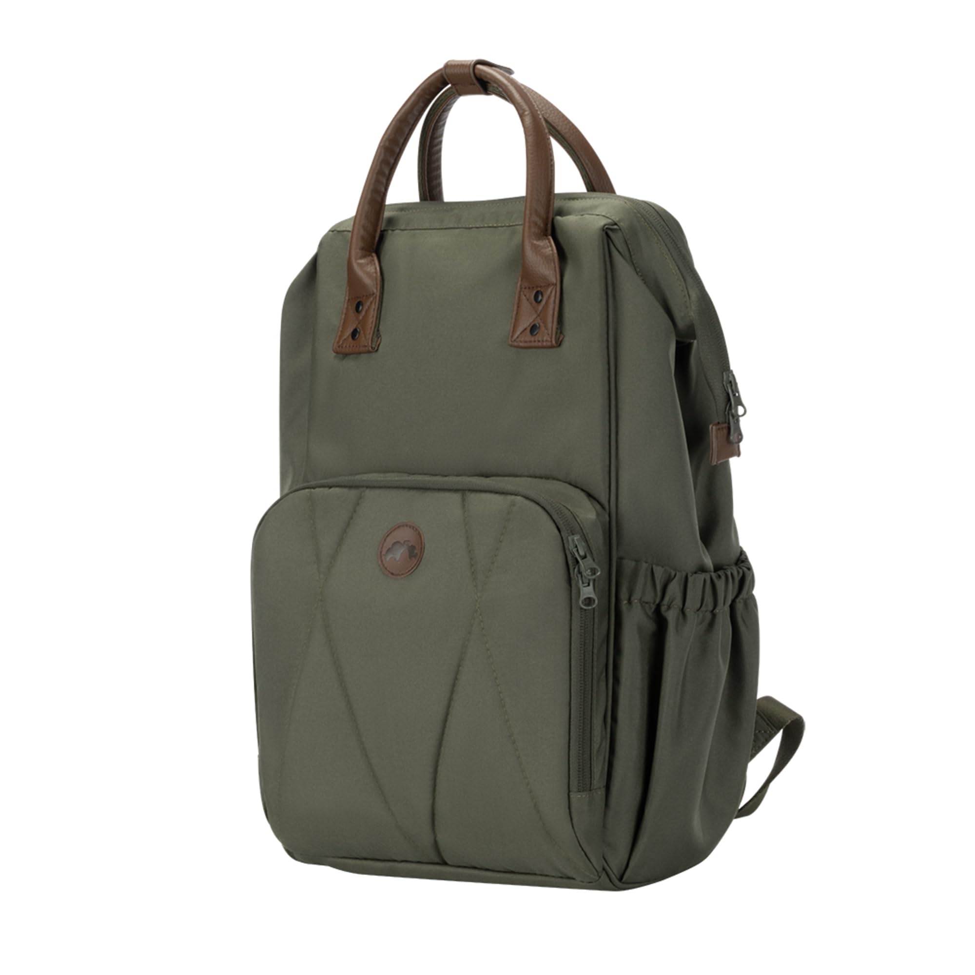 Bebeconfort Sac à Langer Bebe, avec Matelas à Langer Bebe, Sac à Dos pour Poussette à Grandes Poches, Poches Isothermes et Sangles de Fixation Poussette, Finitions en Cuir Elégantes, Mineral Green