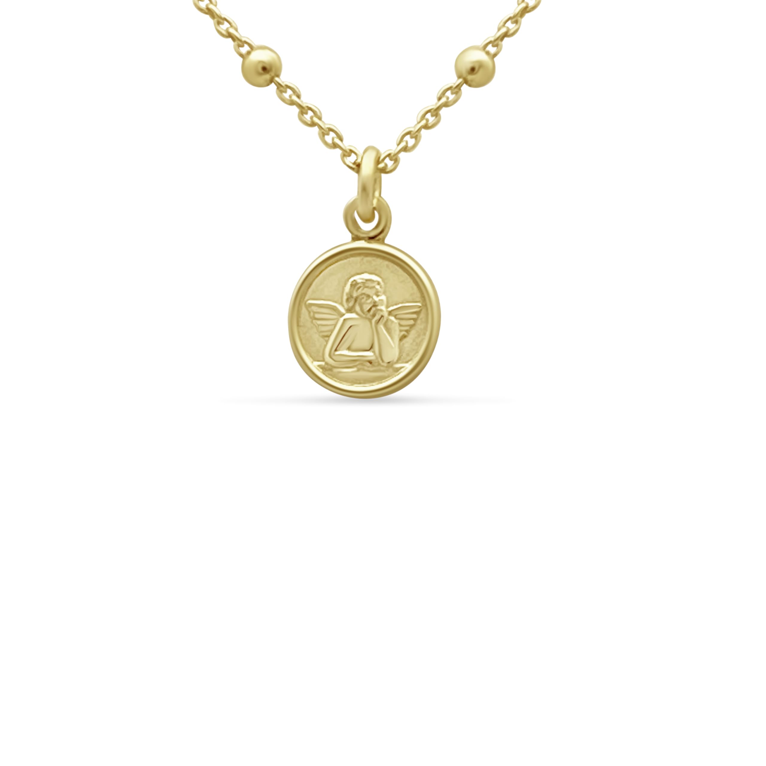 Small 14k Gold Plated Sterling Silver Religious Medallion Necklace, Miraculous Mary, Saint Benedict, Guardian Angel