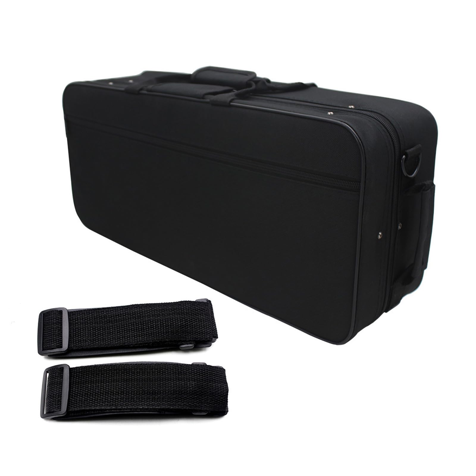 Caja compacta para trompeta, esponja gruesa que protege, cómodo arnés para hombros con correa, almacenamiento de herramientas musicales, estuche de transporte para trompeta de doble hombro