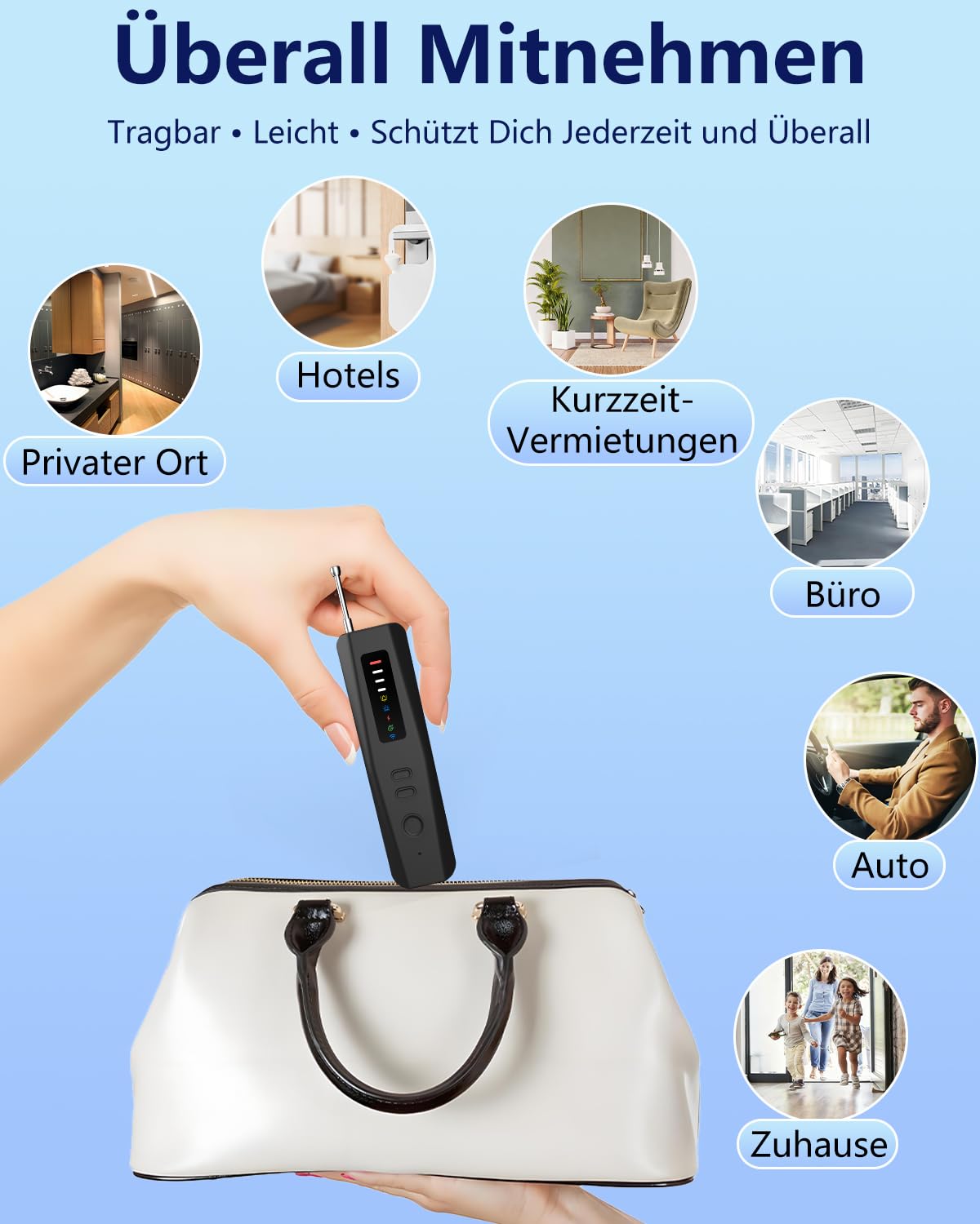 Bextgoo Detector de Camera et Micro Espion, Détecteur de Traceur GPS Voitur, Détecteur de Camera Espion 6 en 1, Détection Vision Nocturne IR, Détection Magnétique,Protection Antivol