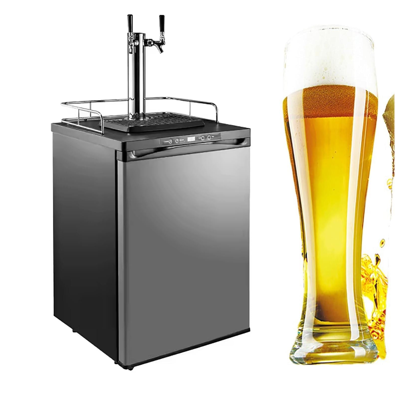 Máquina De Cerveza De Doble Cabezal, Mini Refrigerador Comercial De 170 L con Control De Flujo Ajustable, Rango De Temperatura: -5~25 °C, para El Hogar, Bar O Barbacoa, Restaurante