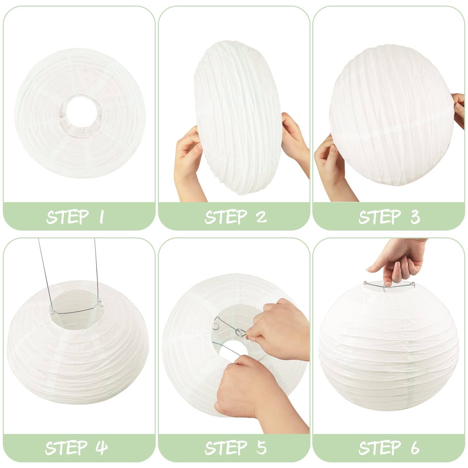 Jangostor 20 Pièce Beige Blanc Lanterne en Papier Lanterne Rond en Papier, 15 CM, 20 CM, 25 CM, 30 CM Différentes Tailles Lanterne en Papier à Suspendre pour Mariage Anniversaire Célébrations Jardin