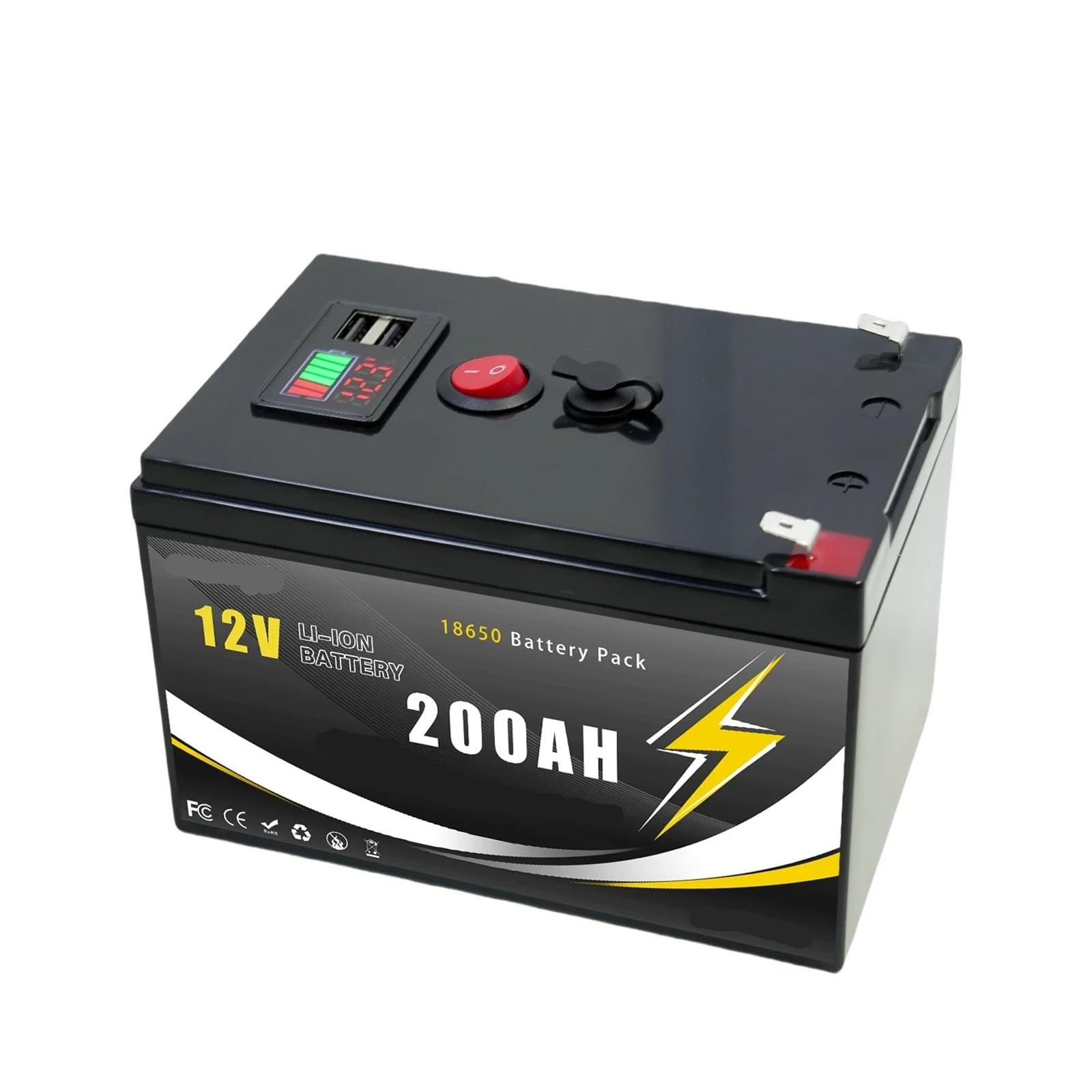 Batteria a ciclo profondo Batteria al litio 12V 200Ah LiFePO4 4000+ cicli profondi BMS incorporato,(12v 200Ah)