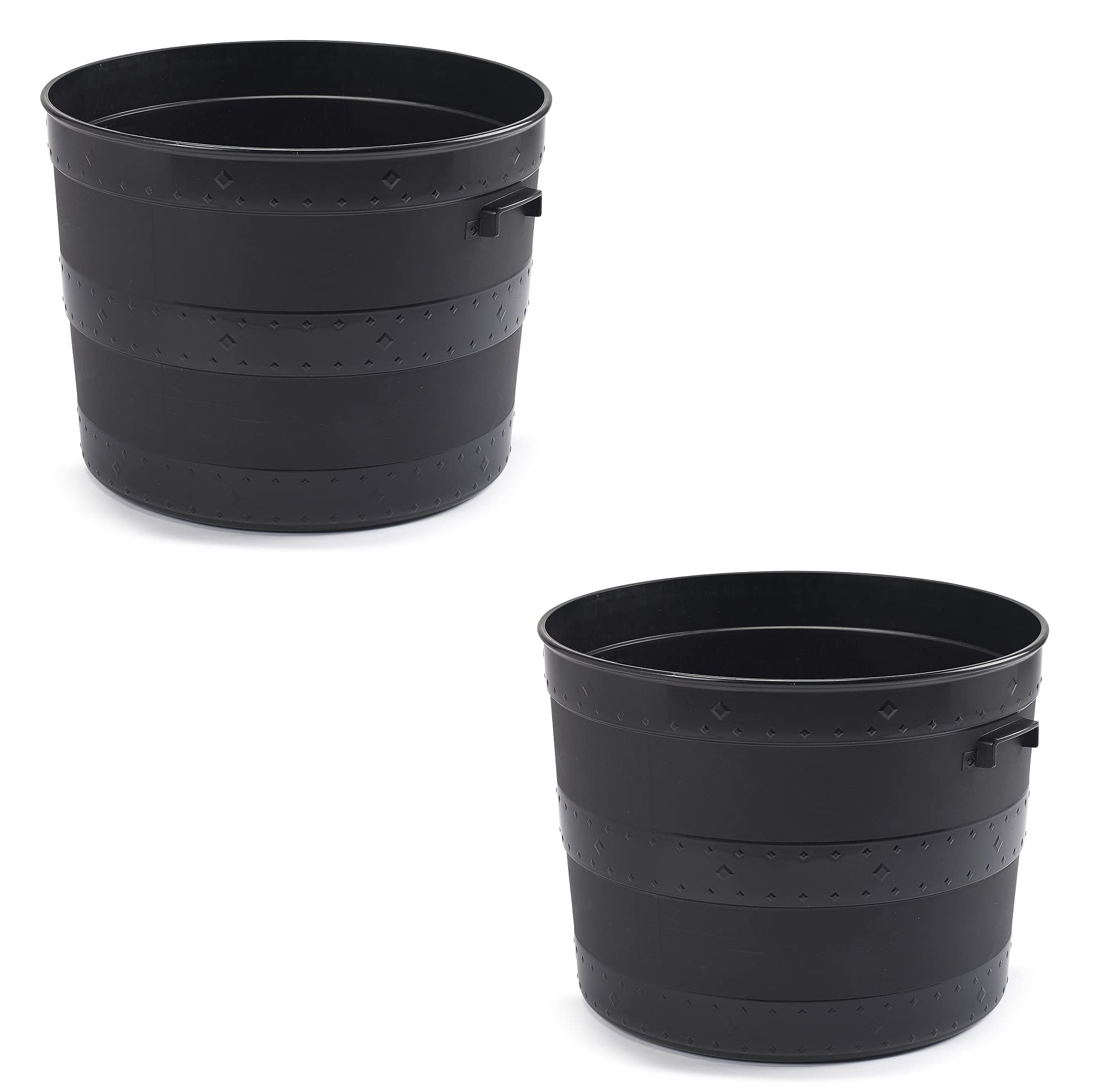 2x Blacksmith 60L/50cm Plastic Planter Plant Pot Tub Garden Patio Out Or Indoor Barrel Flower Pot