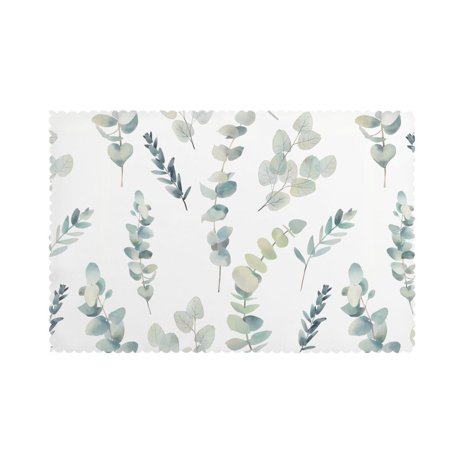 WHJSHOP Eucalyptus Leaves Prints Placemats Set of 6 12x18in – Transform Your Table into a Cozy Haven for Memorable Meals